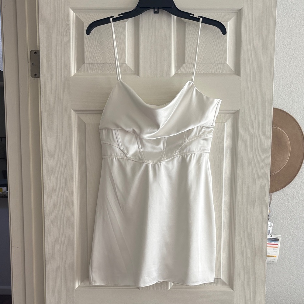 Zara White Satin Mini Dress